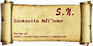 Sinkovits Nándor névjegykártya